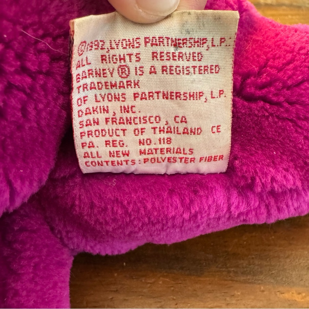 Vintage 1992 Barney The Dinosaur Plush by Dakin is a small 13" stuffed animal - Picture 7 of 7